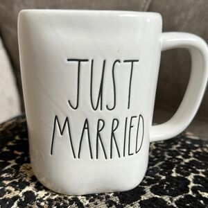 Rae Dunn Cream 'Just Married' Mug